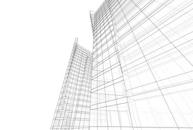 Mimari binalar 3d vektör çizimi