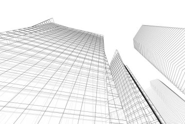 Mimari binalar 3d vektör çizimi