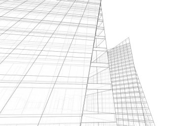 Mimari binalar 3d vektör çizimi