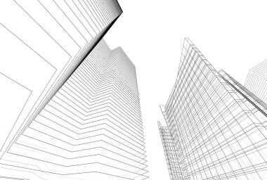 Mimari binalar 3d vektör çizimi