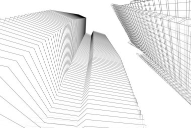 Mimari binalar 3d vektör çizimi