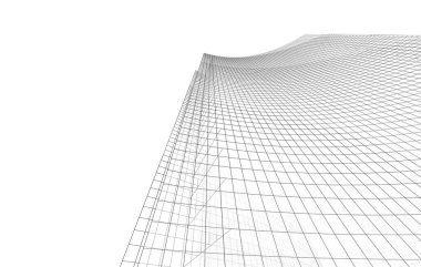 Modern, minimalist cam-ızgara gökdelenler alçak bir açıdan bakıldığında, berrak bir gökyüzüne yükselirler..