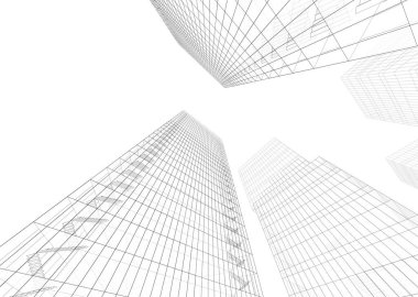 Beyaz arkaplanda 3d bina yapısı