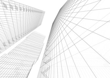 Beyaz arkaplanda 3d bina yapısı