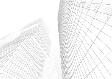 Beyaz arkaplanda 3d bina yapısı