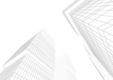 Beyaz arkaplanda 3d bina yapısı