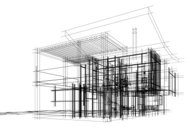 Beyaz Arkaplanda Modern Bina 3d Yapısı