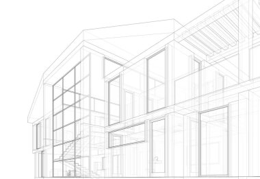 Beyaz Arkaplanda Modern Bina 3d Yapısı