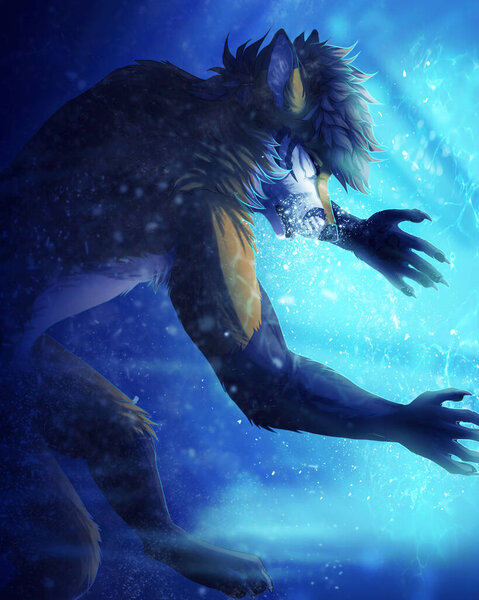 Rendering Illustration Wolf Creature Fighting Cold Snowy Storm Stock Image