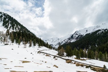 Karlı dağların yanı sıra Euopean Alpleri olan güzel bir kar tarlası.