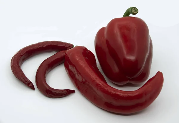 Mogen Saftig Röd Paprika Med Capi Och Varm Röd Paprika — Stockfoto