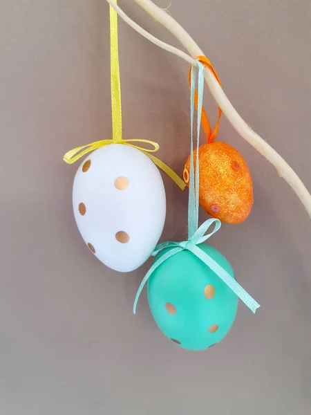 Véspera Páscoa Decorações Festivas Forma Ovos Páscoa Coloridos — Fotografia de Stock