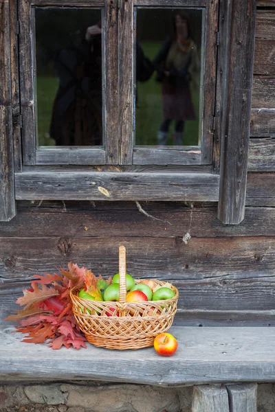 Korb mit reifen, saftigen Äpfeln — Stockfoto