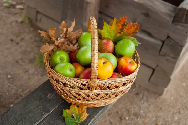 Basket with ripe apples — Stock Photo, Image