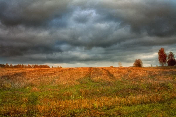Feldweg im Herbstfeld — Stockfoto