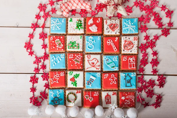 Calendario de Adviento, galletas de Navidad — Foto de Stock