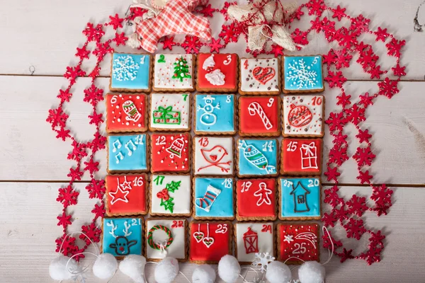 Calendrier de l'Avent, biscuits de Noël Images De Stock Libres De Droits