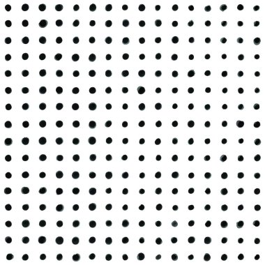 Siyah Noktalı Soyut Suluboya Desensiz Desen Arkaplanı, Beyaz Arkaplanda Benekler ve Sıçramalar. El boyalı duvar kağıdı. Suluboya Kusursuz Polka Nokta Kalıbı Arkaplanı