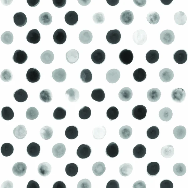 Abstrakcyjny Akwarela Bezszwowy Wzór Tła Czarnymi Plamkami Kropki Polka Plamy — Zdjęcie stockowe