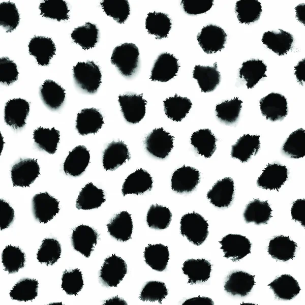 Abstract Watercolor Seamless Pattern Backdrop Black Spots Polka Dots Splashes — стокове фото