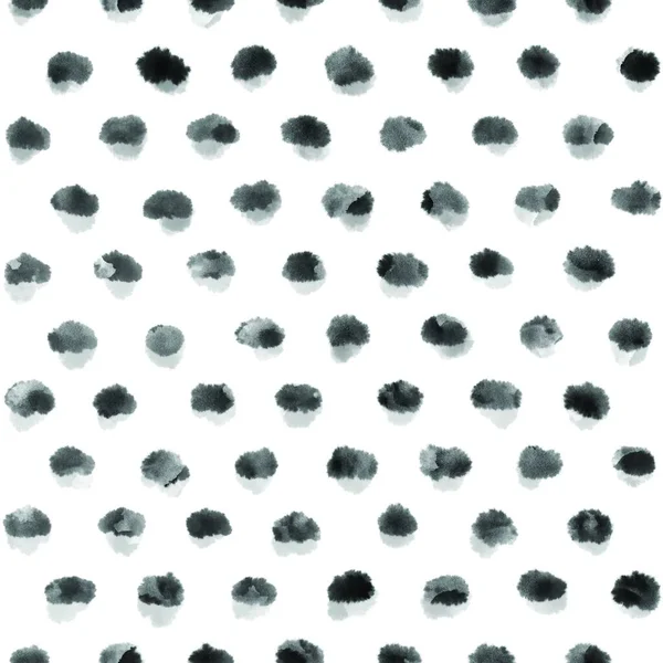 Abstract Watercolor Seamless Pattern Backdrop Black Spots Polka Dots Splashes — стокове фото