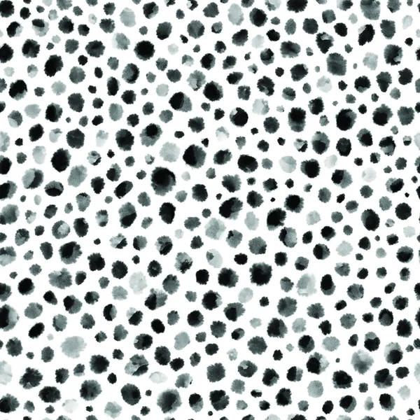 Abstract Watercolor Seamless Pattern Backdrop Black Spots Polka Dots Splashes — стокове фото