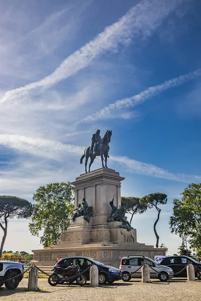 Řím Lazio Itálie Bronzová Socha Italského Generála Patriota Giuseppa Garibaldiho — Stock fotografie