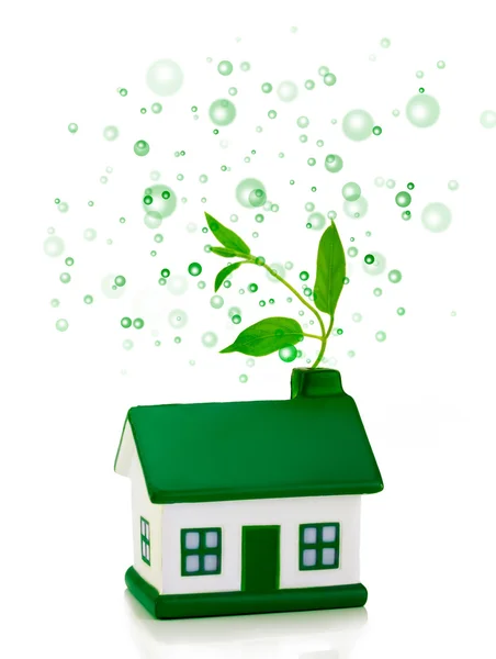 Groen huis met bubbels — Stockfoto