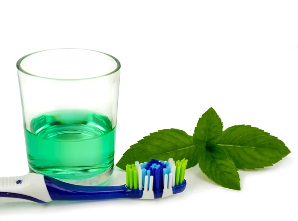 Toothbrush and mouthwash — Stock Photo, Image