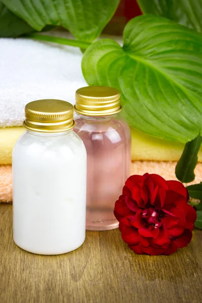 Flaschen ätherisches Öl für die Aromatherapie — Stockfoto