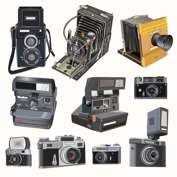 Vecchie fotocamere vettoriali di moda — Vettoriale Stock