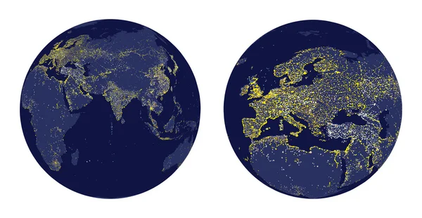 街の明かりとヨーロッパのズームと地球圏のベクトル イラスト — ストックベクタ