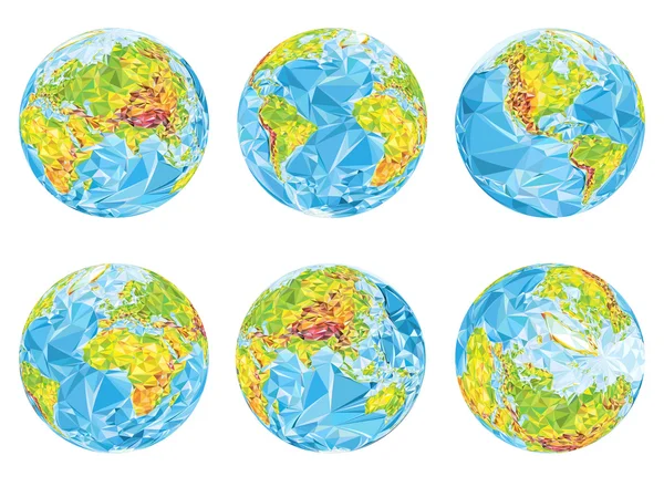 Geograficzne kule w różnych pozycjach — Wektor stockowy