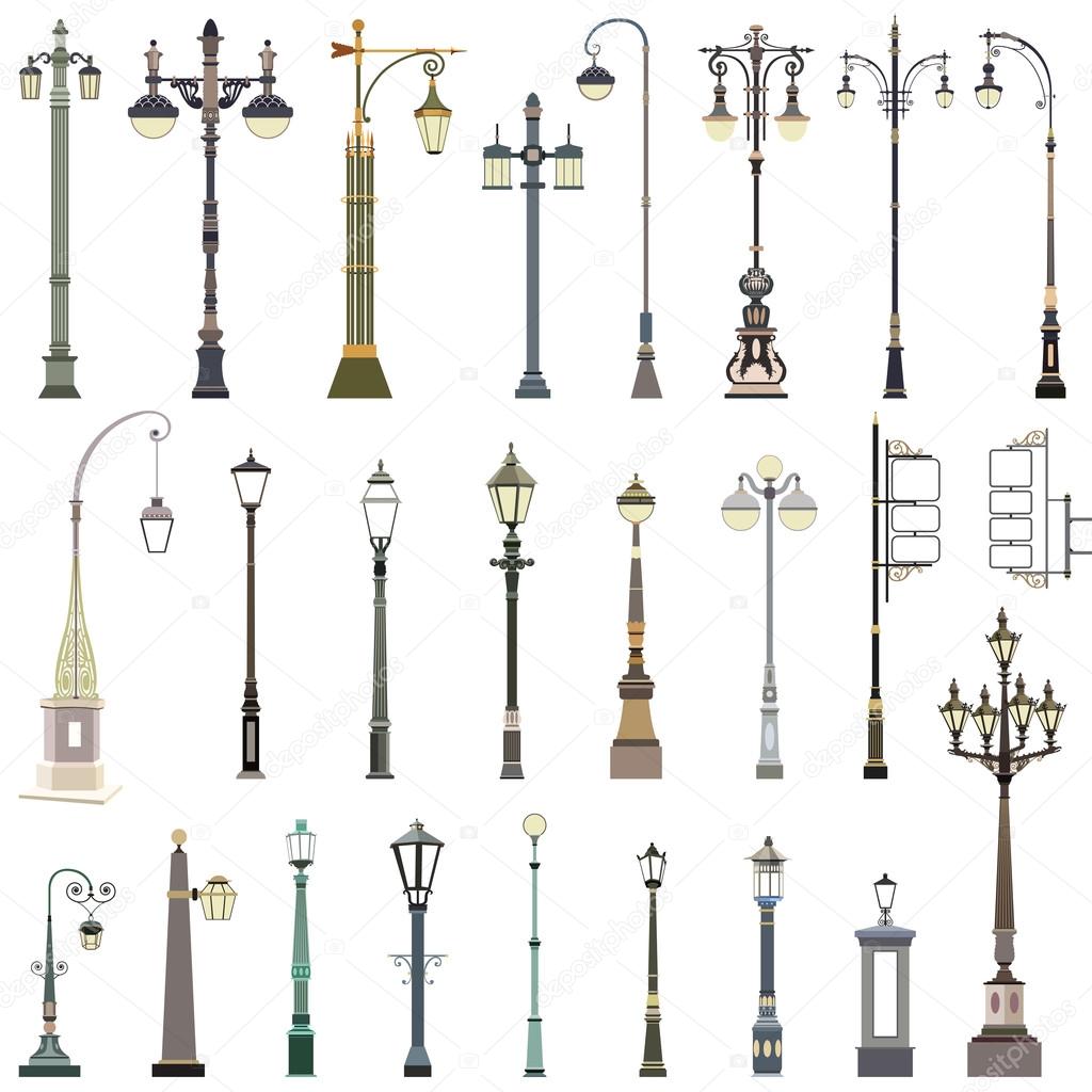 set of street lamps