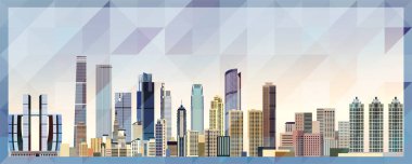 Chongqing Skyline vektör renkli poster güzel üçgen doku arka planı