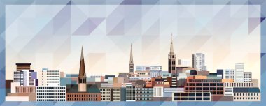 Coventry Skyline vektör renkli poster güzel üçgen doku arka planı