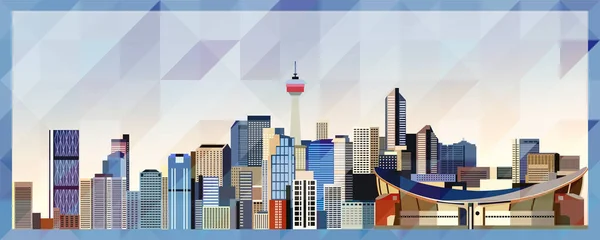 Calgary Skyline Векторний Кольоровий Плакат Красивому Трикутному Фоні Текстури — стоковий вектор
