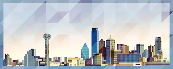 Dallas Skyline Vektor Bunte Poster Auf Schönen Dreieckigen Textur Hintergrund — Stockvektor