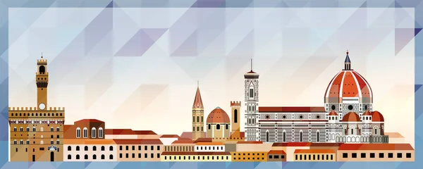 Florence Skyline Vector Pôster Colorido Fundo Textura Triangular Bonita —  Vetores de Stock