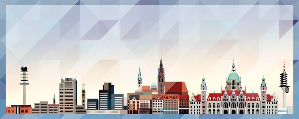 Hannover Skyline Vektor Buntes Poster Auf Schönem Dreieckigen Texturhintergrund — Stockvektor