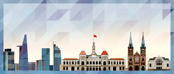 Chi Minh City Skyline Vector Kleurrijke Poster Mooie Driehoekige Textuur — Stockvector