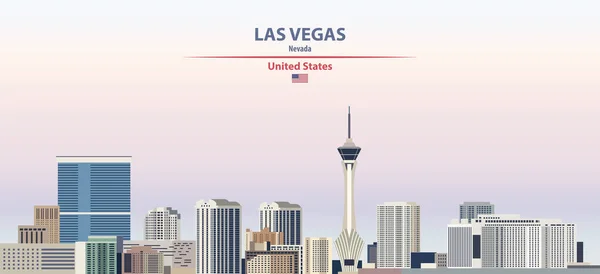 Las Vegas Stadsgezicht Zonsondergang Hemel Achtergrond Vector Illustratie Met Land — Stockvector
