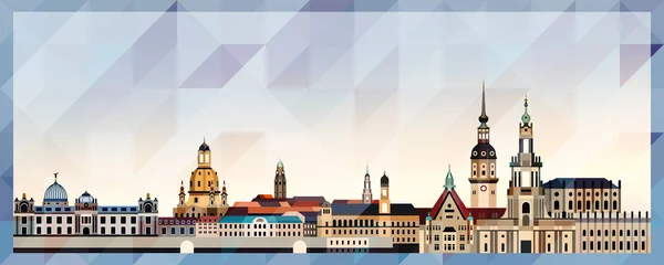 Dresden Ufuk Çizgisi Vektör Renkli Poster Güzel Üçgen Desen Arka Vektör Grafikler
