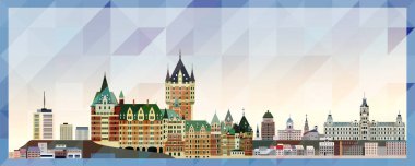 Quebec Skyline vektör renkli poster güzel üçgen doku arka planı