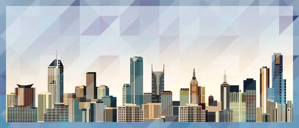 Melbourne Skyline Vektor Bunte Poster Auf Schönen Dreieckigen Textur Hintergrund — Stockvektor