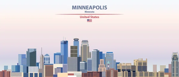 Minneapolis Cityscape Pozadí Západu Slunce Vektor Ilustrace Názvem Země Města — Stockový vektor