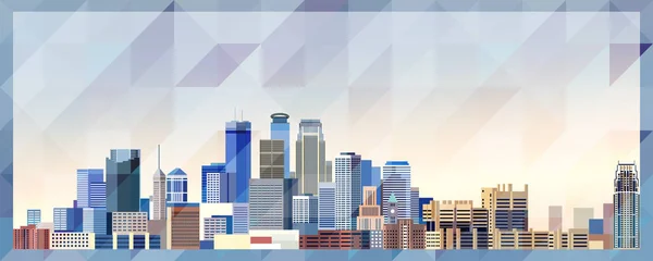 Minneapolis Skyline Vector Pôster Colorido Fundo Textura Triangular Bonita —  Vetores de Stock