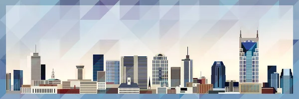 Nashville Skyline Vektor Bunte Poster Auf Schönen Dreieckigen Textur Hintergrund — Stockvektor