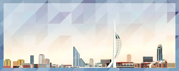 Portsmouth Skyline Vector Kleurrijke Poster Mooie Driehoekige Textuur Achtergrond — Stockvector