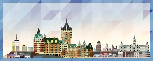 Quebec Skyline Vektor Bunte Poster Auf Schönen Dreieckigen Textur Hintergrund — Stockvektor